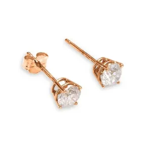 0.2 Carat 14K Solid Rose Gold Stud Earrings 0.20 Carat Natural Diamond