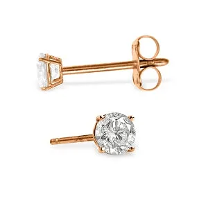 0.2 Carat 14K Solid Rose Gold Stud Earrings 0.20 Carat Natural Diamond