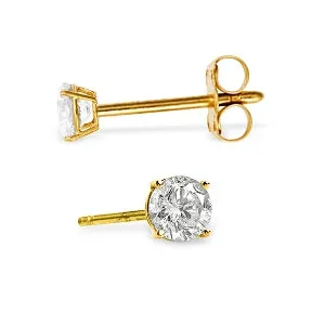 0.2 Carat 14K Solid Yellow Gold Stud Earrings 0.20 Carat Natural Diamond