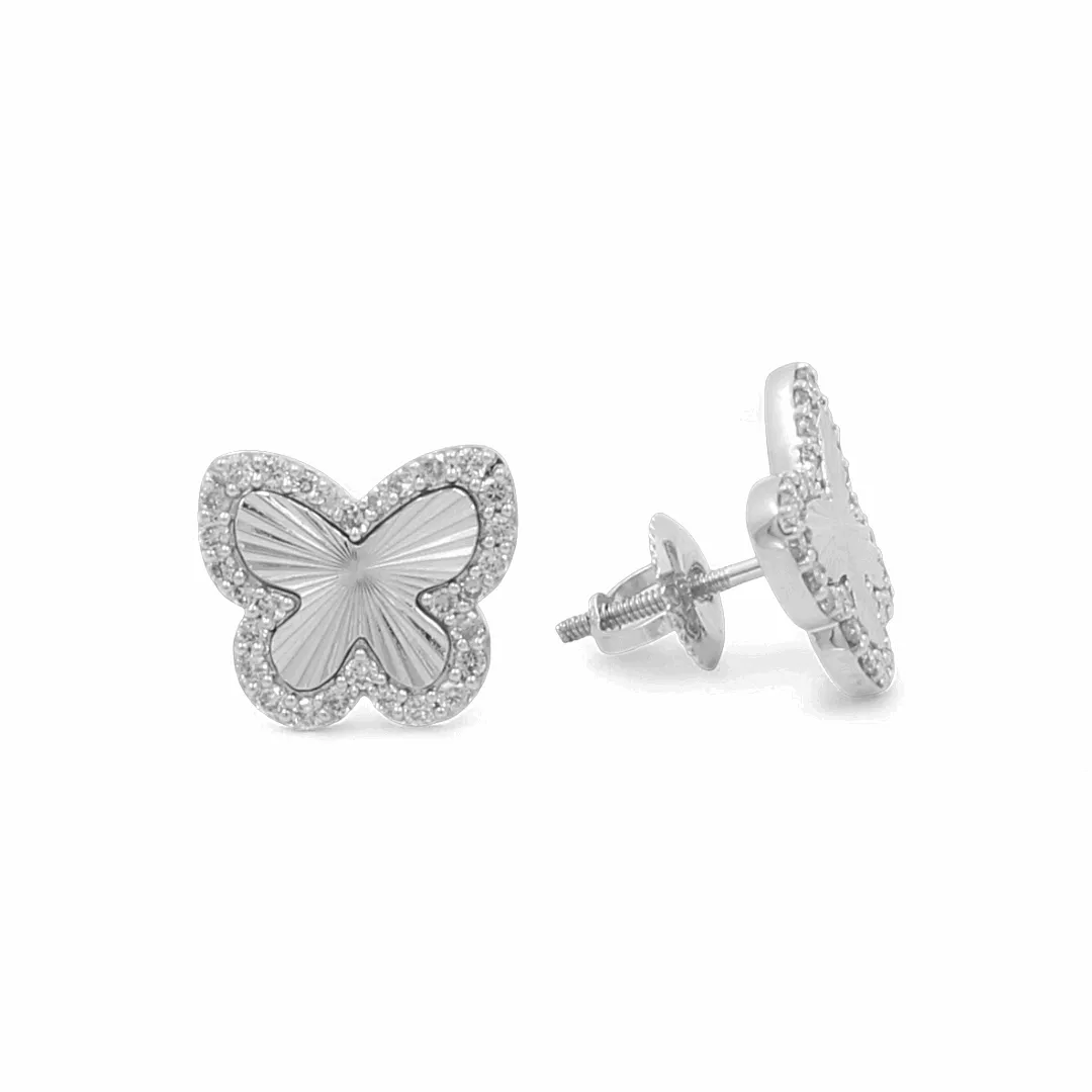 10K White Gold Fashion Butterfly Diamond Women's Earrings