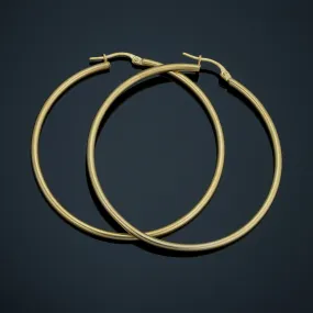 10k Yellow Gold Round Hoop Earrings (45 mm)