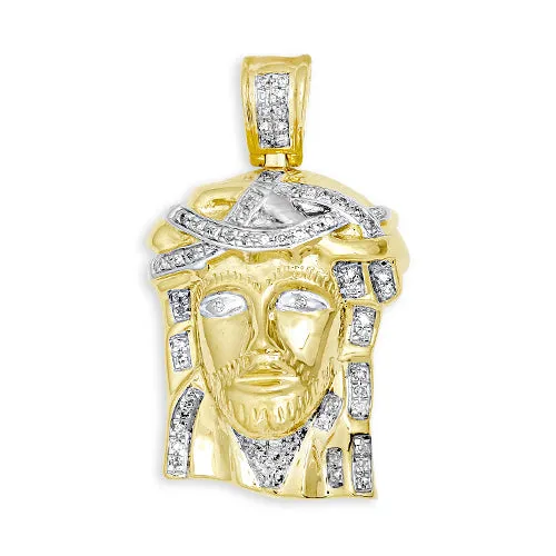 10KY 0.20CTW DIAMOND JESUS PENDANT [1.25 INCH]