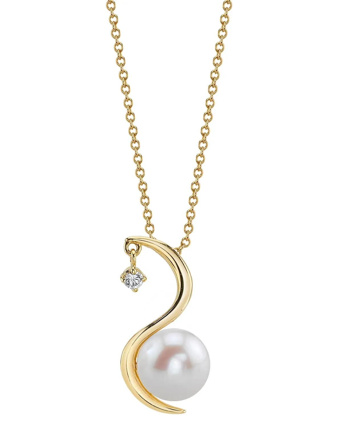 14K Gold Freshwater Pearl & Diamond Ellis Pendant