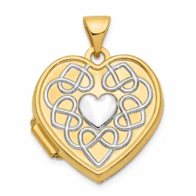 14k Gold Heart Rhodium heart of Gold Locket