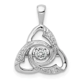 14k White Gold Open Back Polished Finish 0.21CT Vibrant Diamond Celtic Design Pendant