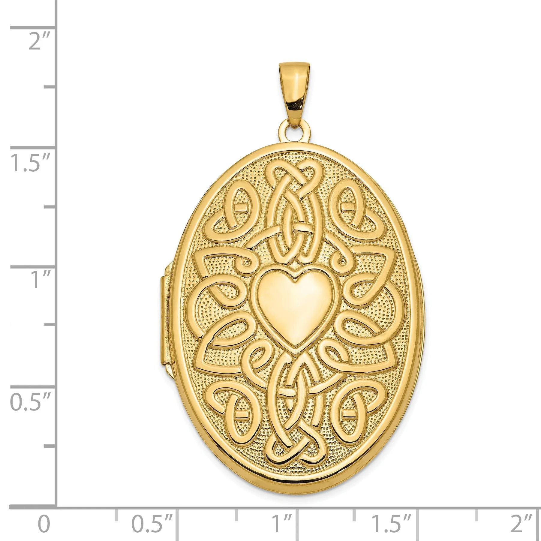 14k Yellow Gold Celtic Heart 38mm Oval Locket