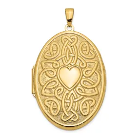 14k Yellow Gold Celtic Heart 38mm Oval Locket