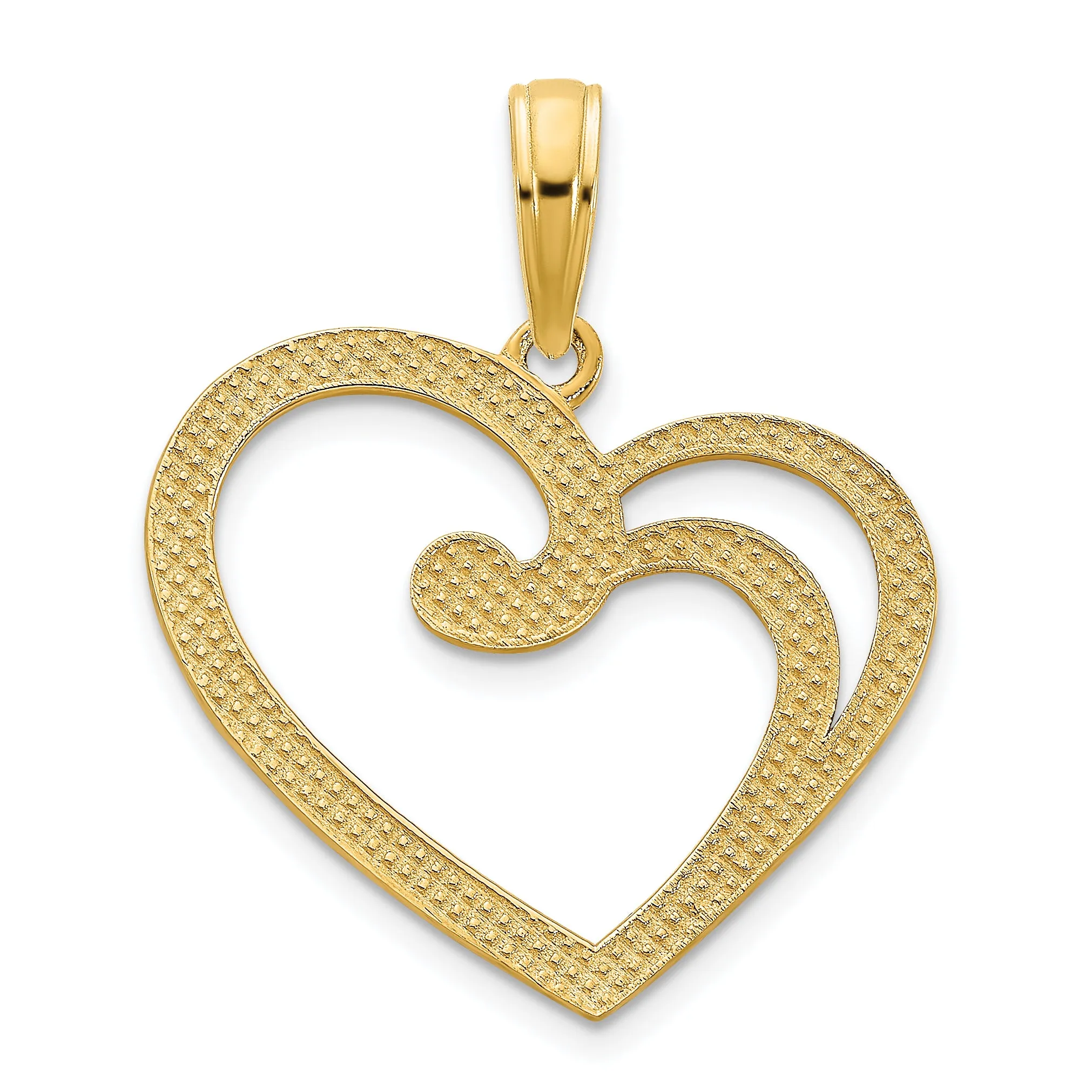 14k Yellow Gold Fancy Open Heart Pendant