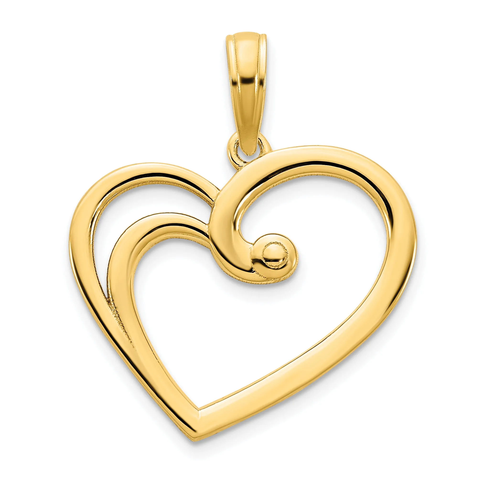 14k Yellow Gold Fancy Open Heart Pendant