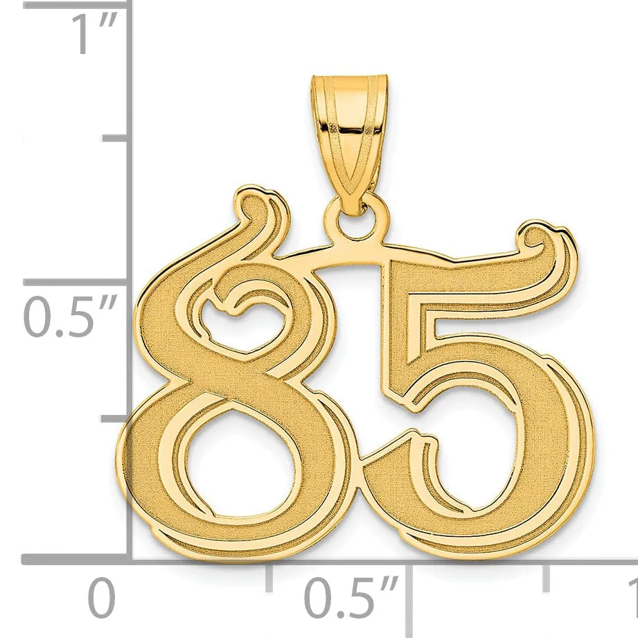 14k Yellow Gold Polished Etched Finish Number 85 Charm Pendant