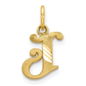 14k Yellow GoldSmall Script Design Letter J Initial Charm Pendant