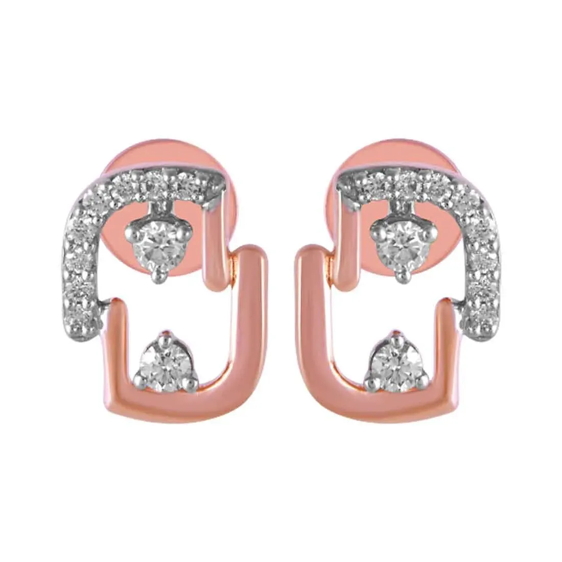 14KT (585) Rose Gold & Diamond Beautiful Stud Earrings