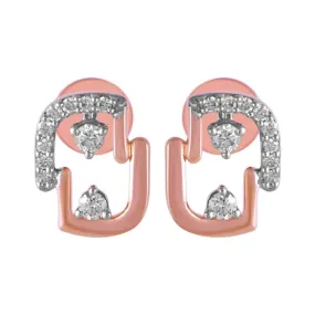 14KT (585) Rose Gold & Diamond Beautiful Stud Earrings