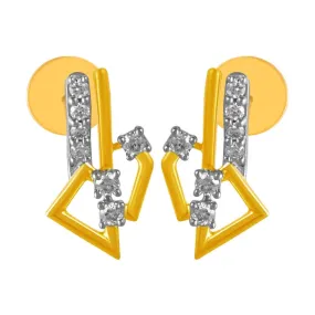 14KT (585) Yellow Gold & Diamond geometric Design Stud Earrings