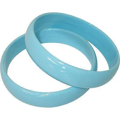 2 Blue Bracelets Bangles 80s Eighties 1980s Fancy Dress Costume Retro Jewellery