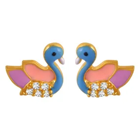 22k Gold Earrings With Colourful Duck Motifs And Stone Detailing