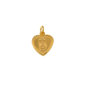 22K Yellow Gold Letter B Heart Shaped Pendant (1.2gm)