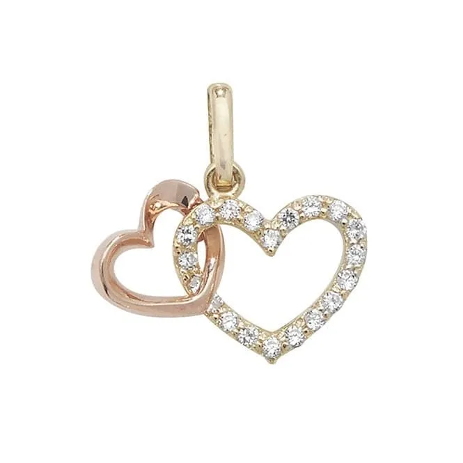 9ct Yel/Rose Gold Heart Zirconia Pendant PN1007