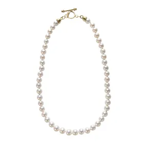 9mm Pearl 14K Yellow Gold Toggle Clasp Necklace