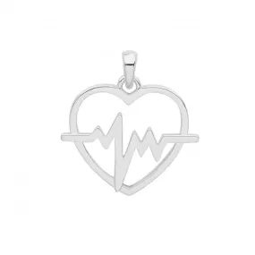 Acotis Silver Pendant Rhodium Heart Beat G61063