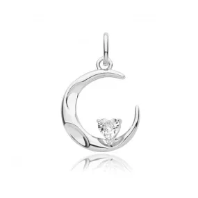 Acotis Silver Pendant Rhodium Plated Zirconia Moon G61124