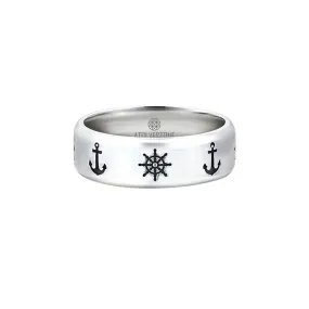 Anchor Band Ring - Solid Silver