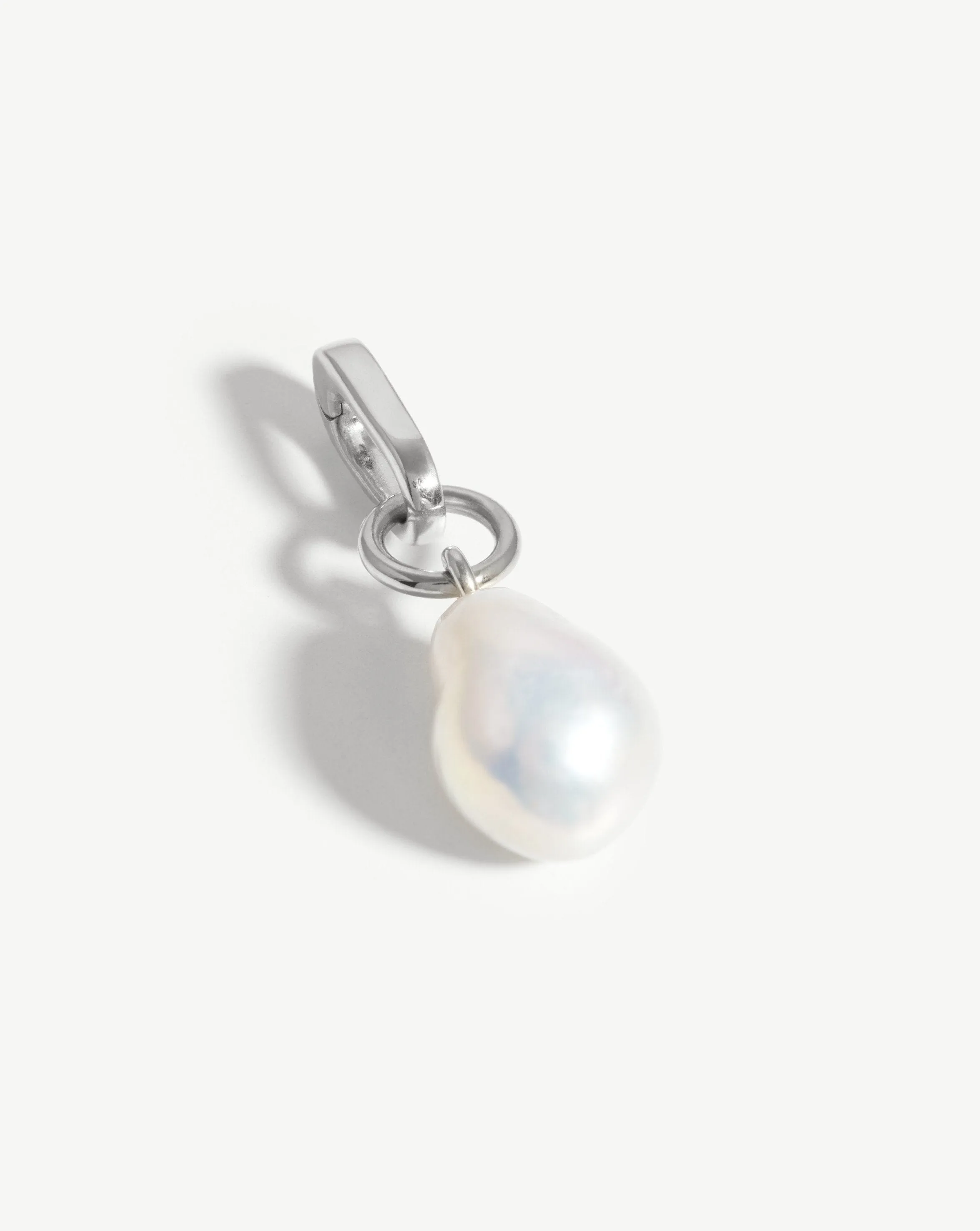 Baroque Pearl Clip-On Pendant | Silver Plated/Pearl