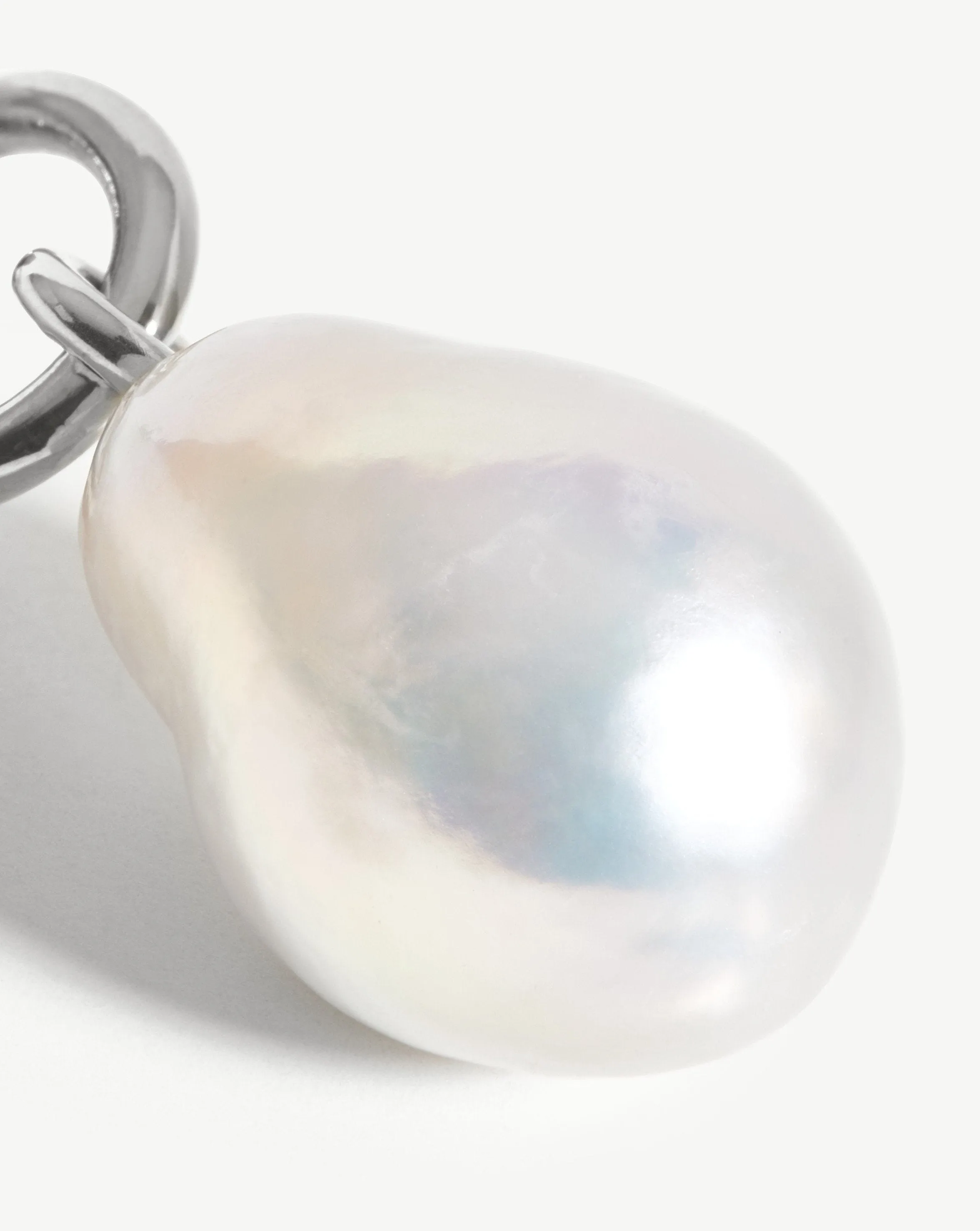 Baroque Pearl Clip-On Pendant | Silver Plated/Pearl