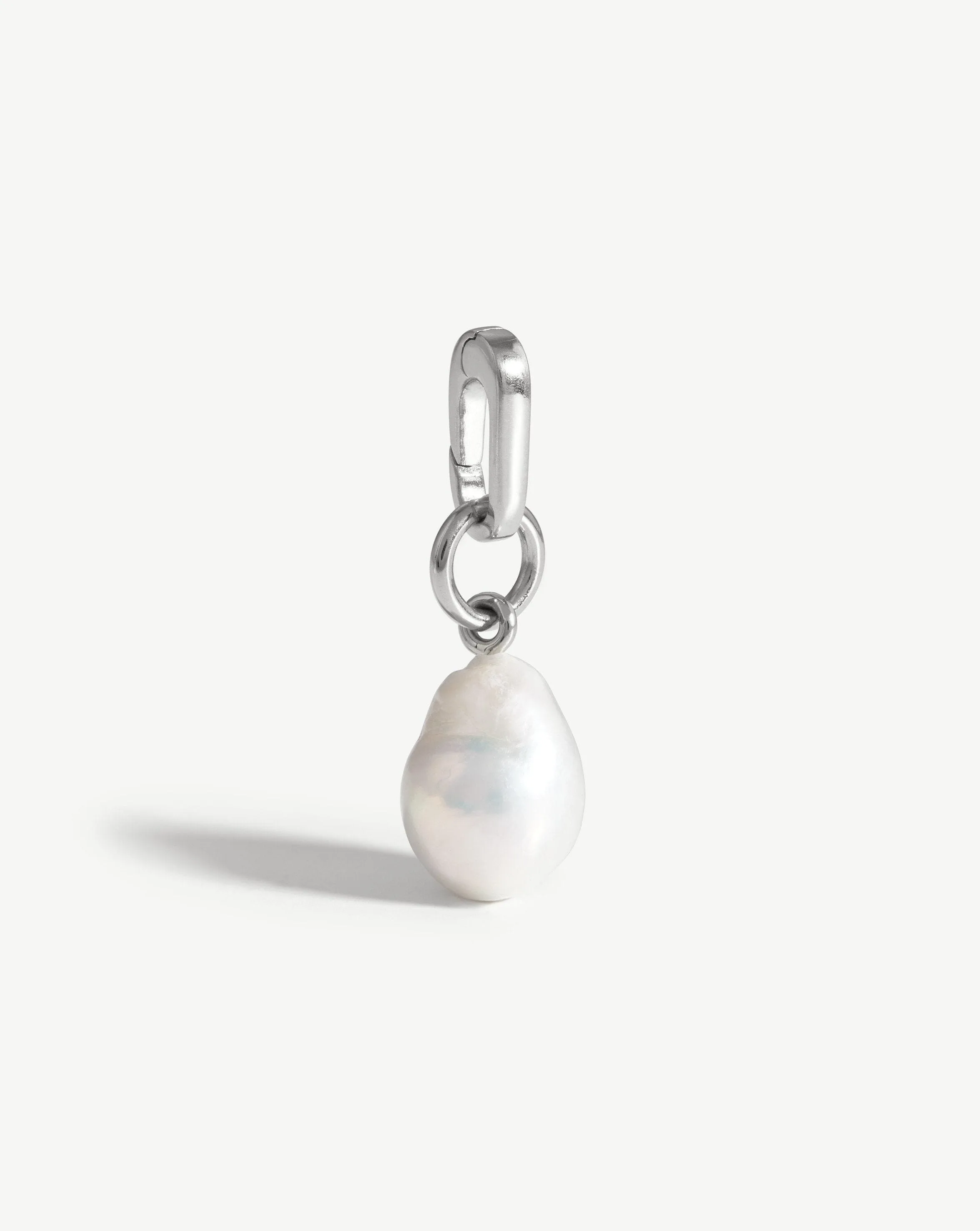 Baroque Pearl Clip-On Pendant | Silver Plated/Pearl