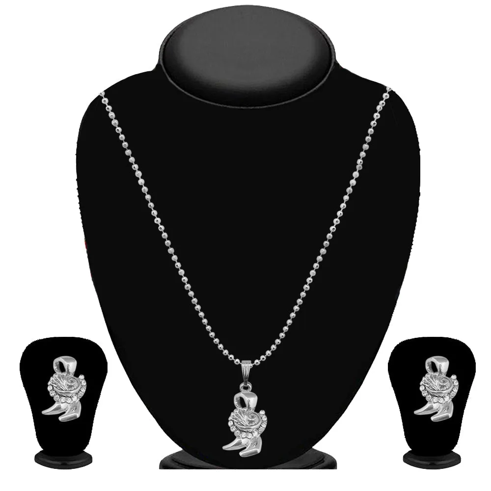 Bhavi Jewels Silver Plated Austrian Stone Pendant Set