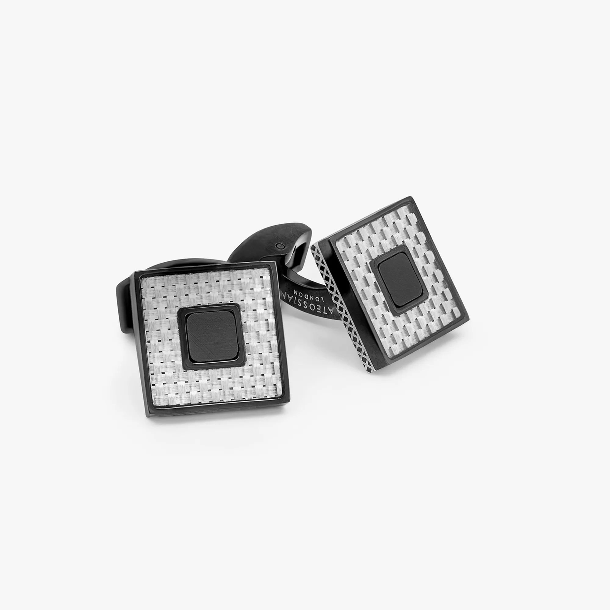 Black IP Plated Stainless Steel Carbon Ceramic Cufflinks