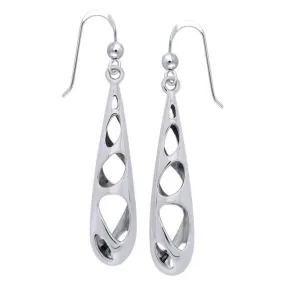 Bold Filigree Long Silver Earrings TER1223