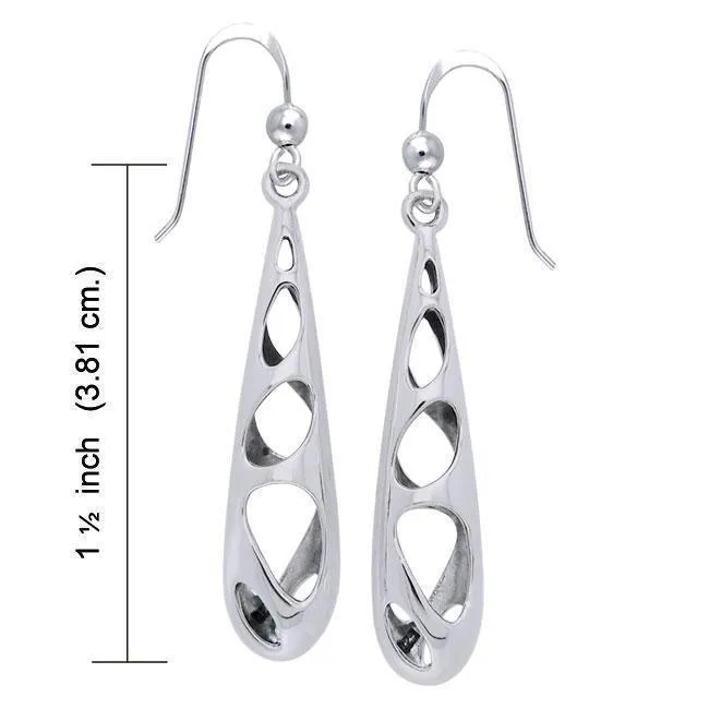 Bold Filigree Long Silver Earrings TER1223