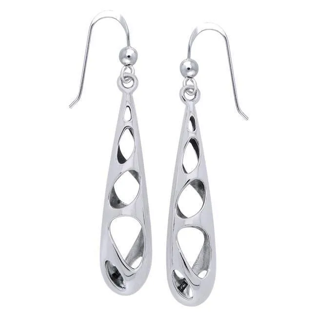 Bold Filigree Long Silver Earrings TER1223