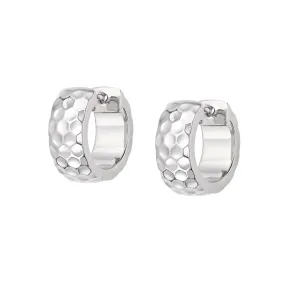 Bold Honeycomb Huggie Hoop Earrings Sterling Silver