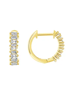 Brilliant Baguette Huggie Earring 14K