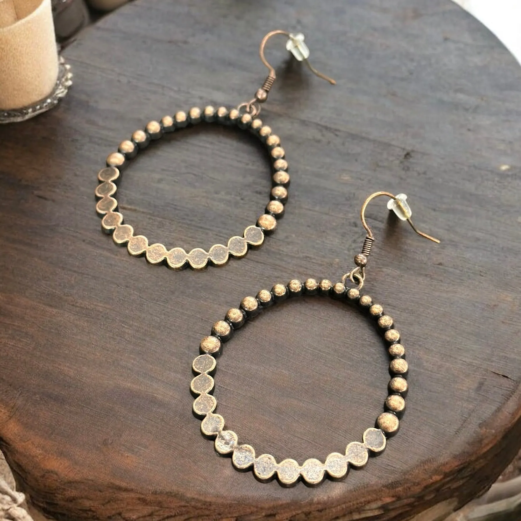 Bronze Hoop Dangle Earrings