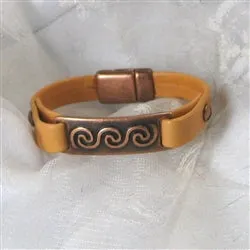 Burnt Orange ID Style Leather Bracelet Woman's