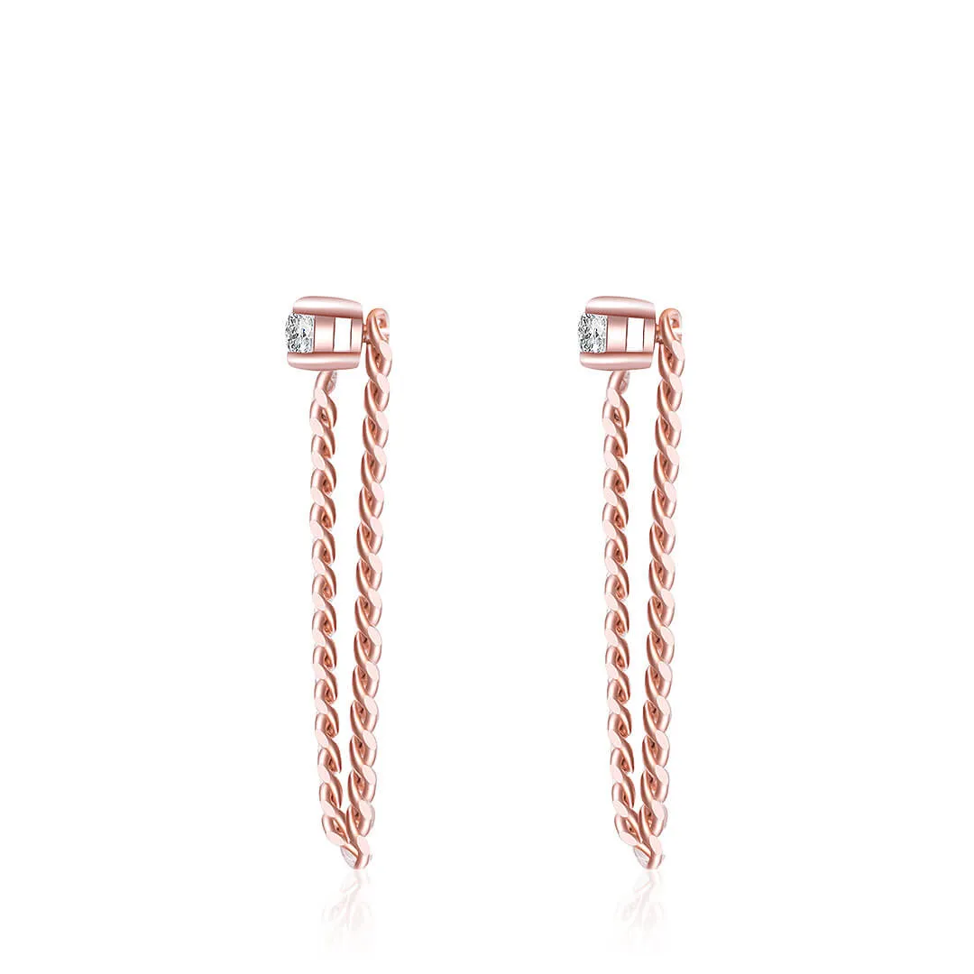 Chain Link Earrings with Natural Diamonds