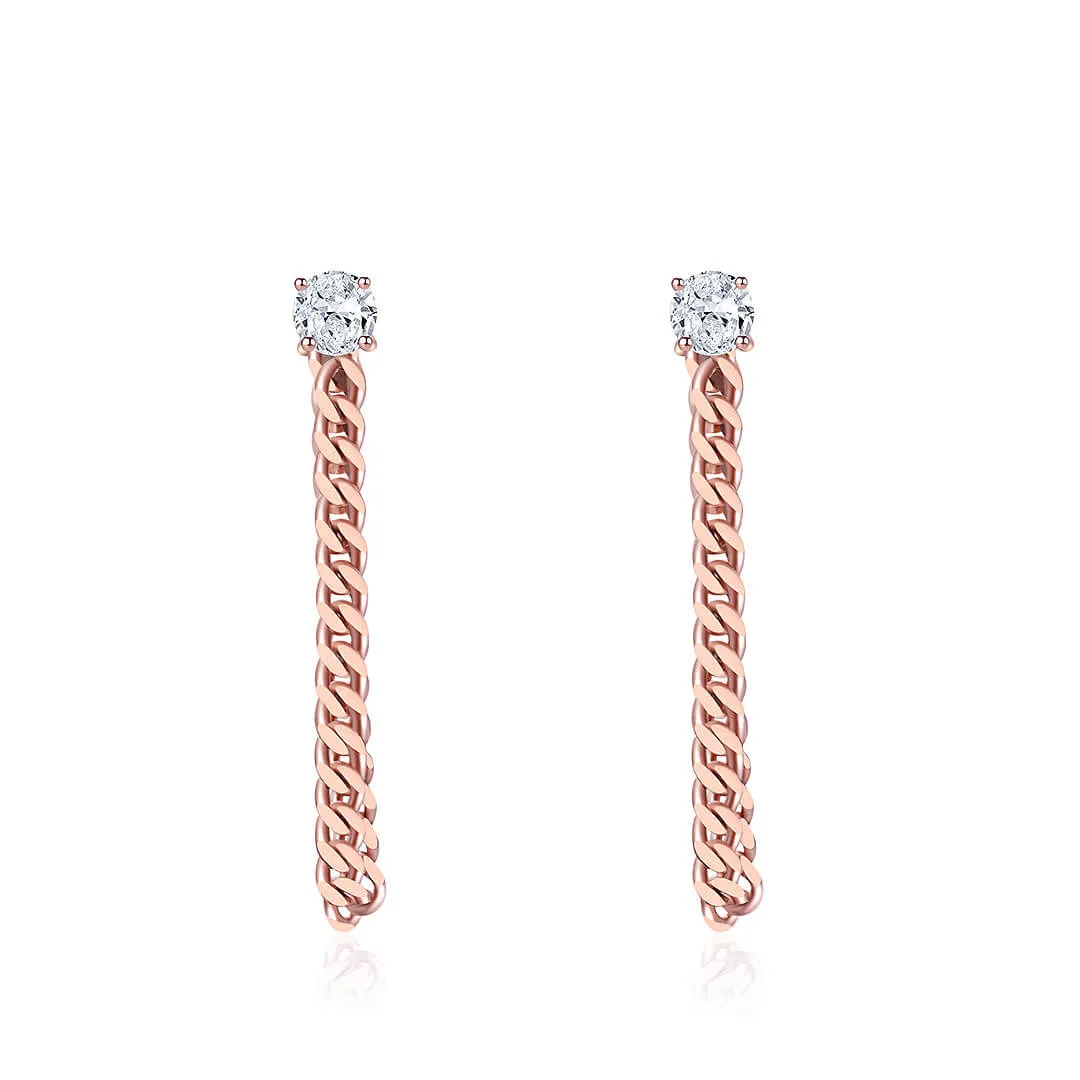 Chain Link Earrings with Natural Diamonds