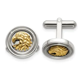 Chisel Stainless Steel Polished Yellow IP-Plated Eagle Cufflinks