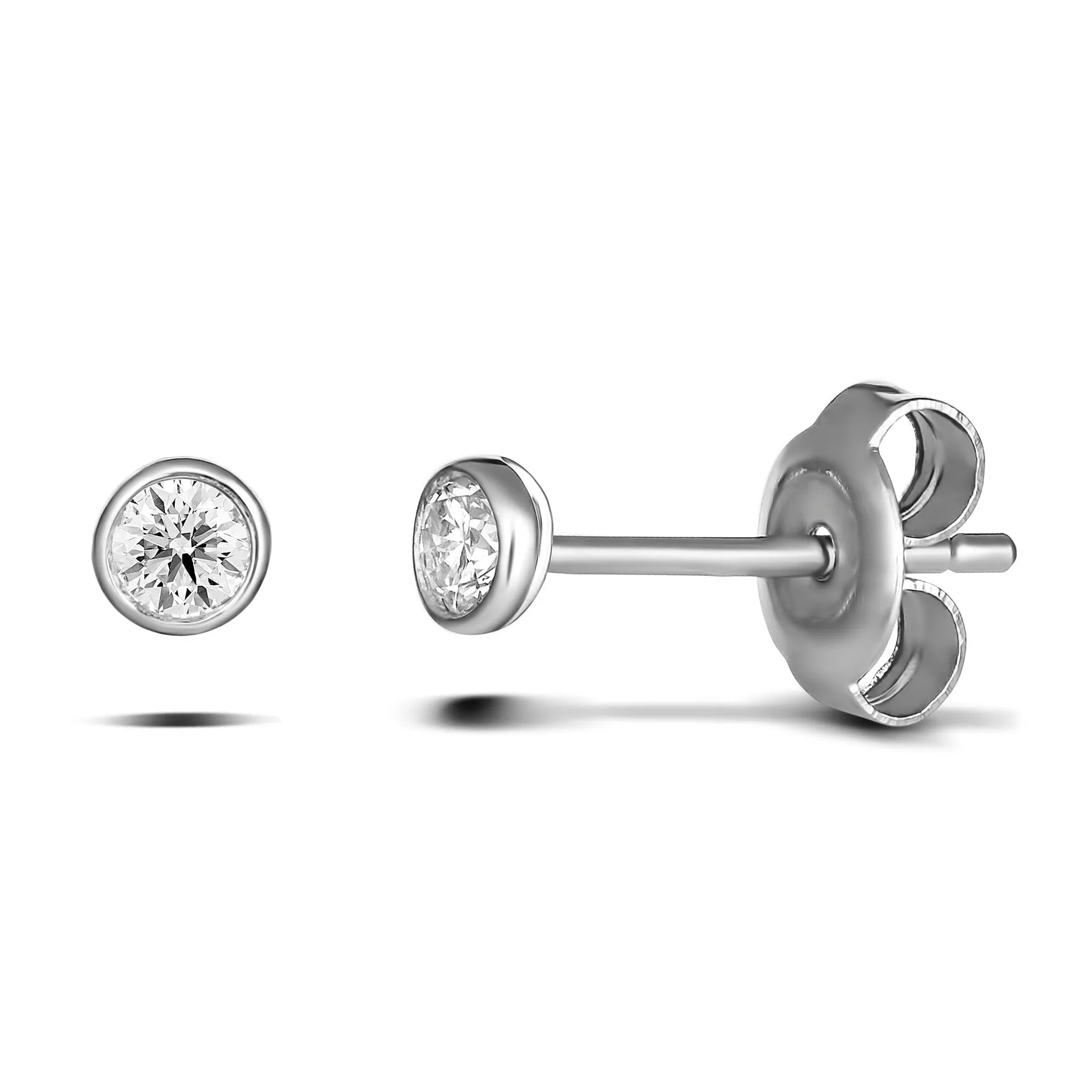 Circle 9CT White Gold Bezel-Set Diamond Studs