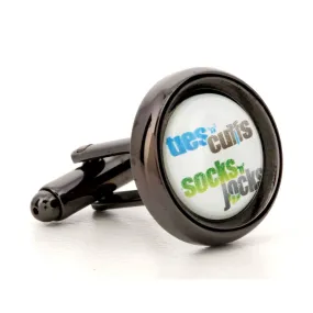 Corporate Printed Round Logo GunMetal Cufflinks