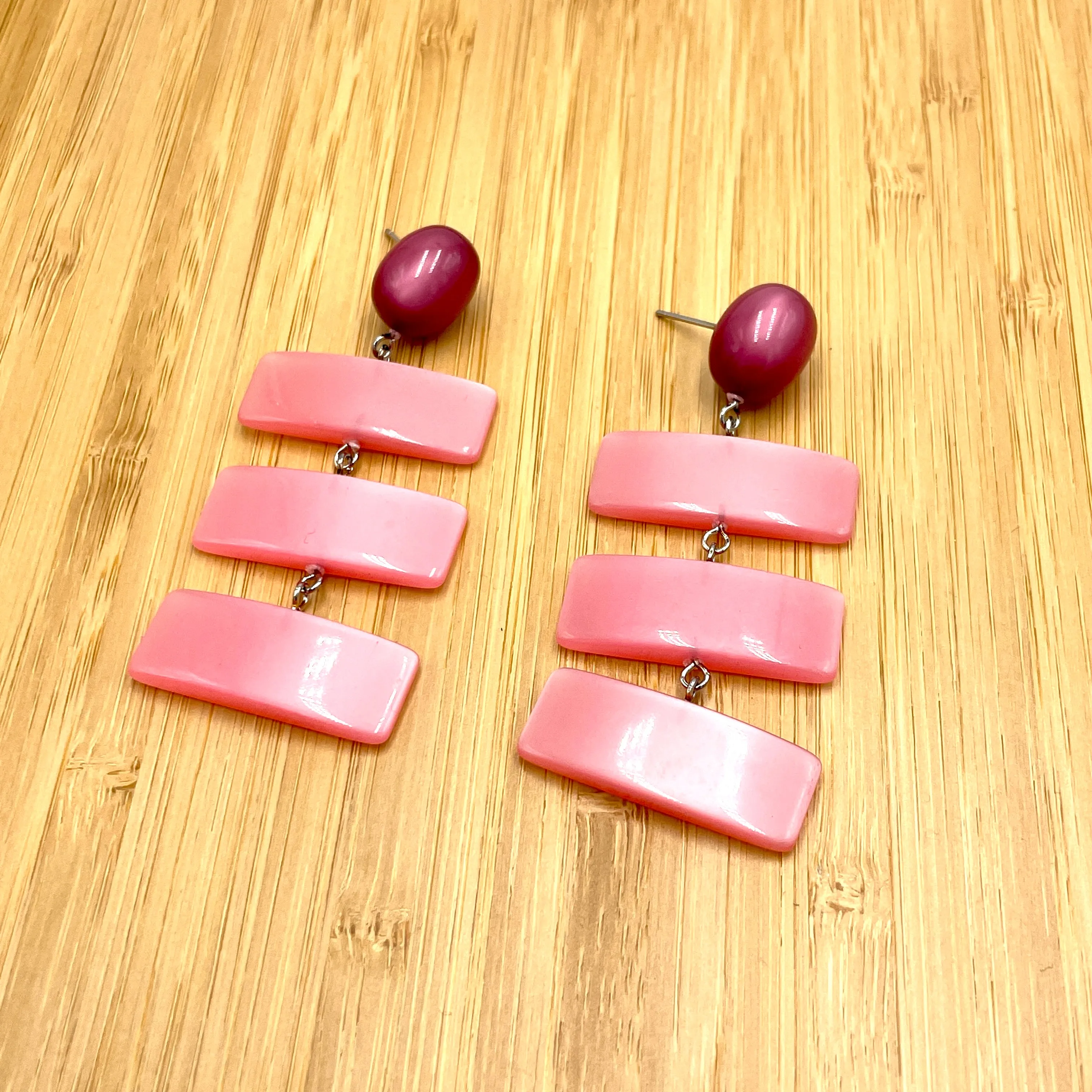 Cranberry & Pink Moonglow Statement Earrings