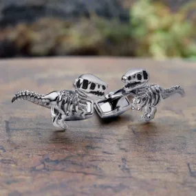 Dinosaur Bone in Silver Rustic Finish Cufflinks