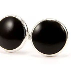 Ebony Wood and Silver Cufflinks