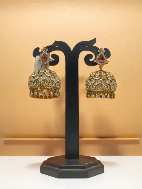 Elegant Antique Stone Party Jhumka Earrings (TPT)