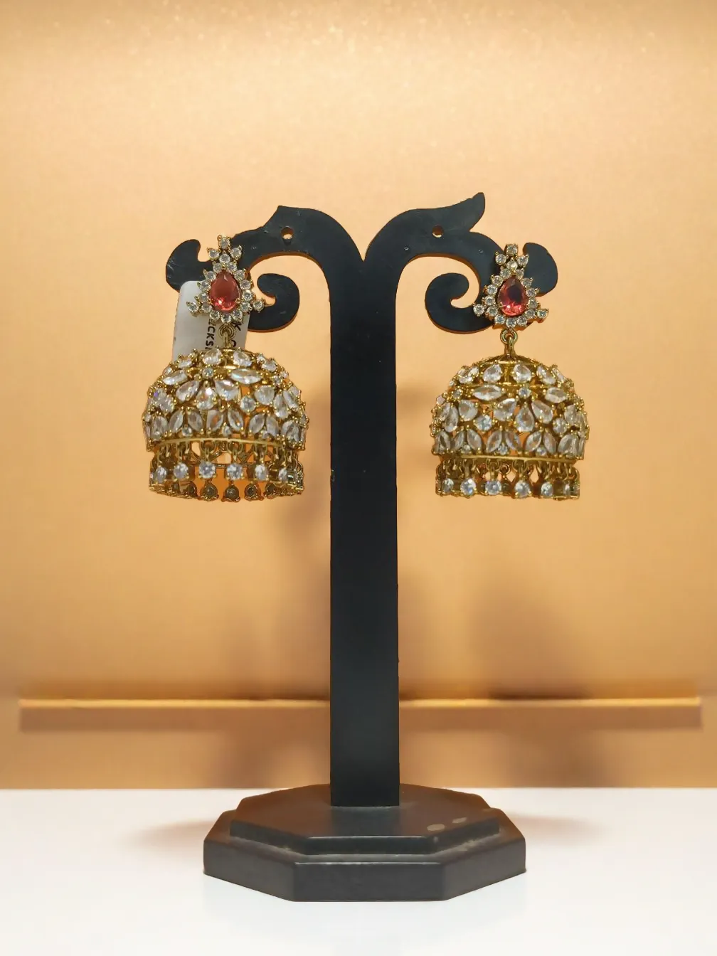 Elegant Antique Stone Party Jhumka Earrings (TPT)