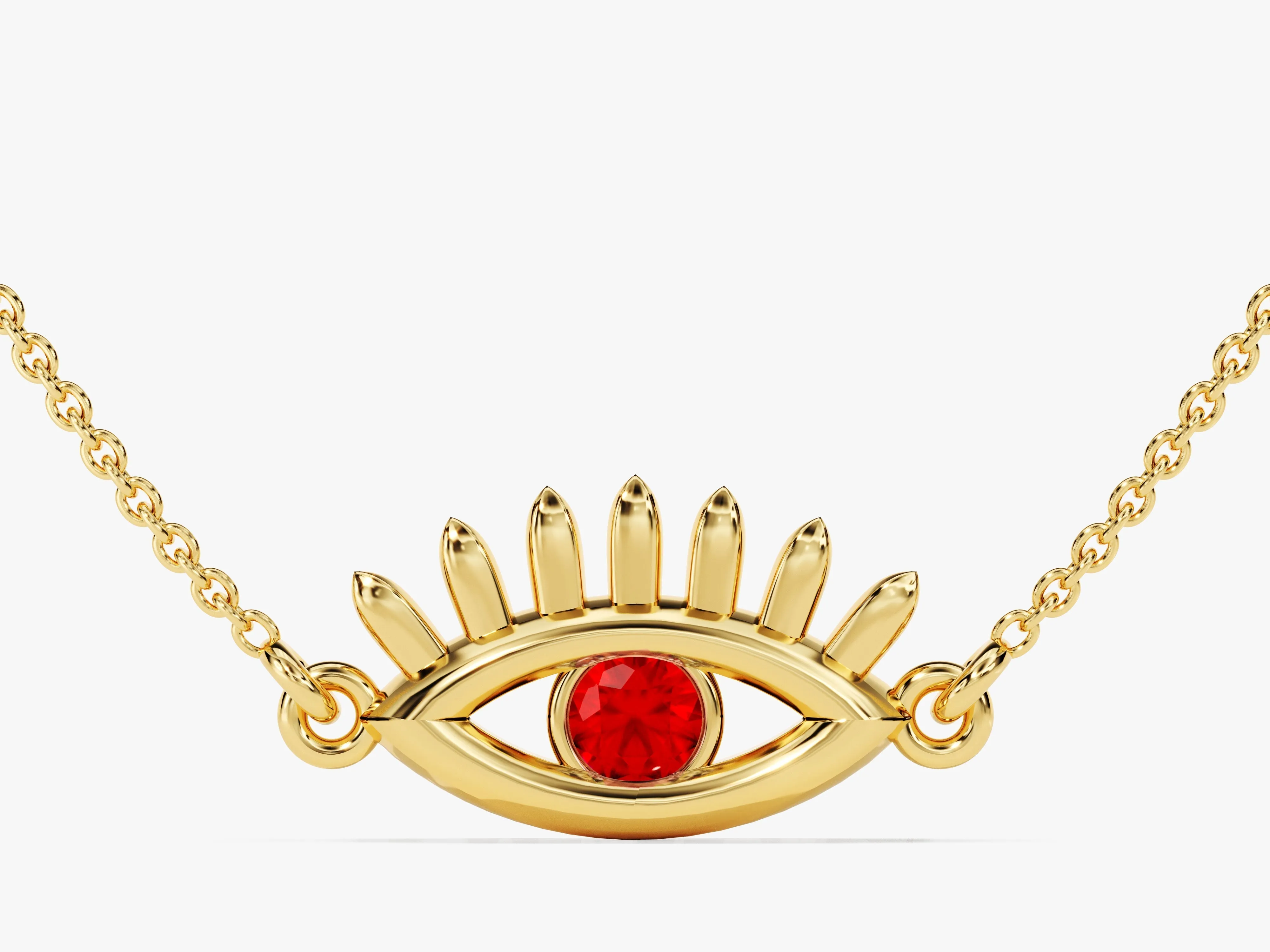 Evil Eye Birthstone Necklace - Gold Vermeil