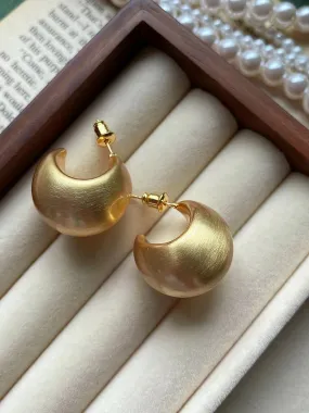 French Retro Matte Metal Earrings